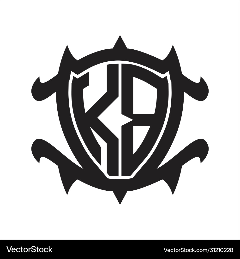 Kb logo monogram isolated with frame shield shape vector image