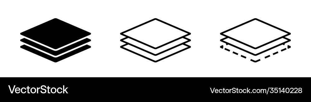 Layer line icon isolated elements outline three Vector Image