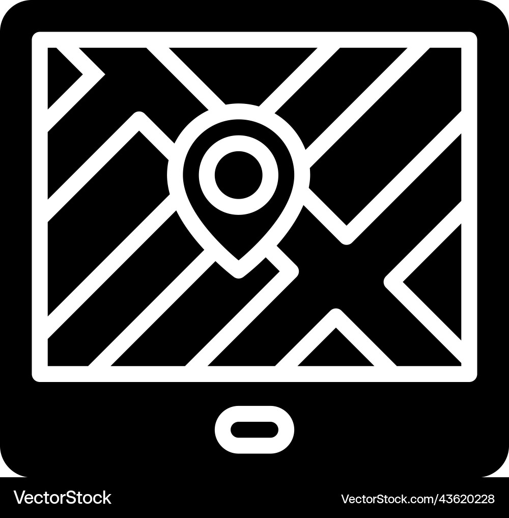 Map on tablet icon location and navigation vector image