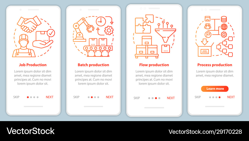 Red Onboarding Mobile App - Workflow vector image