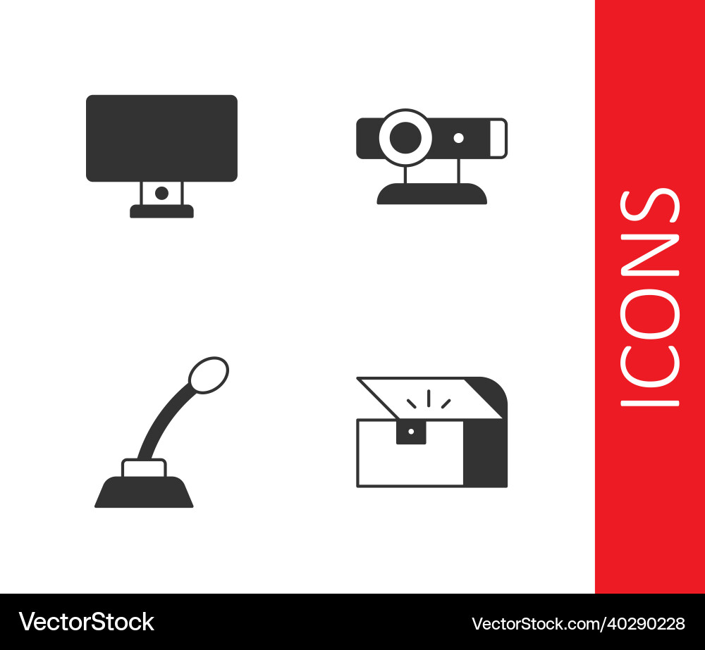 Set chest for game computer monitor microphone Set chest for game computer monitor microphone vector image