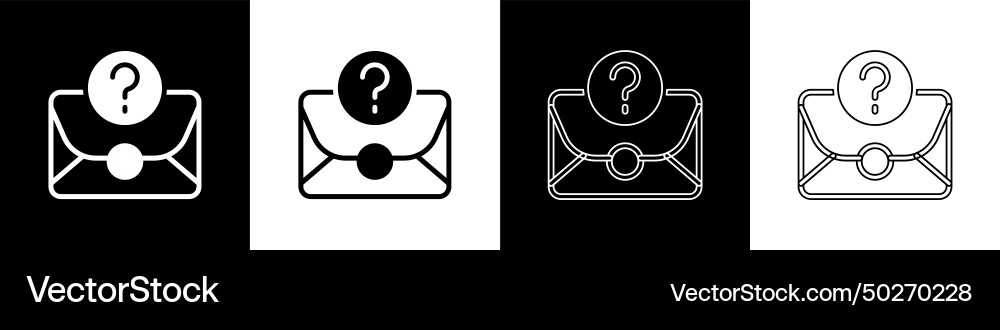Set envelope with question mark icon isolated Set envelope with question mark icon isolated Vector Image