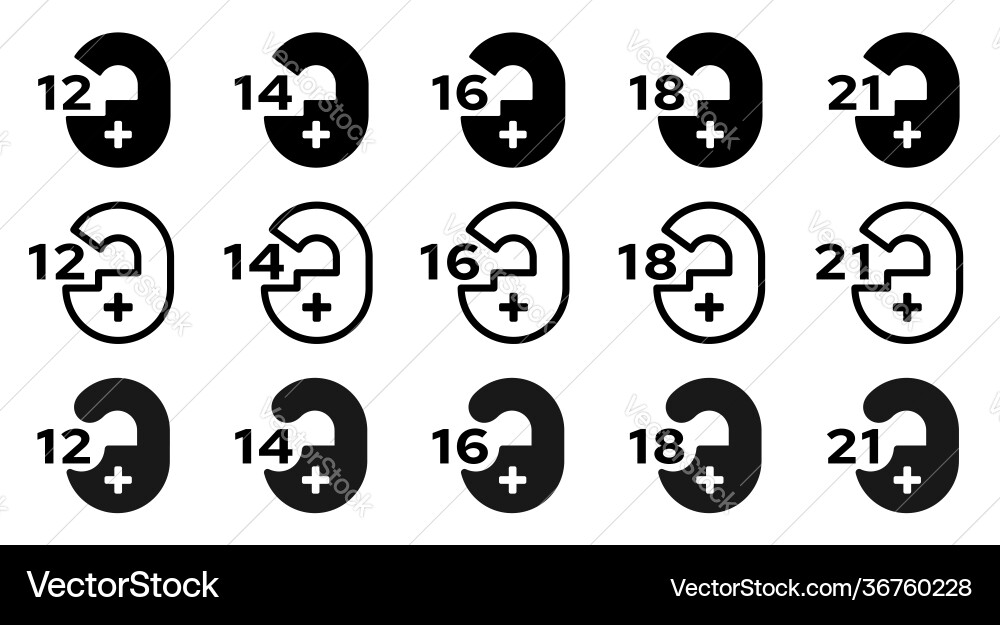 Set icons age limit 2 Set icons age limit 2 vector image
