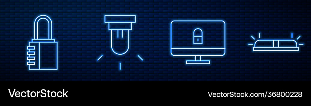 Set line lock on computer monitor safe vector image