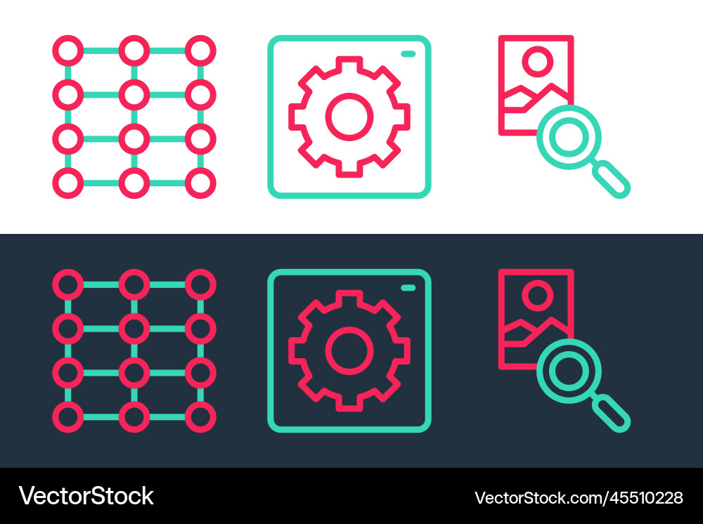 Set line photo retouching neural network Set line photo retouching neural network vector image