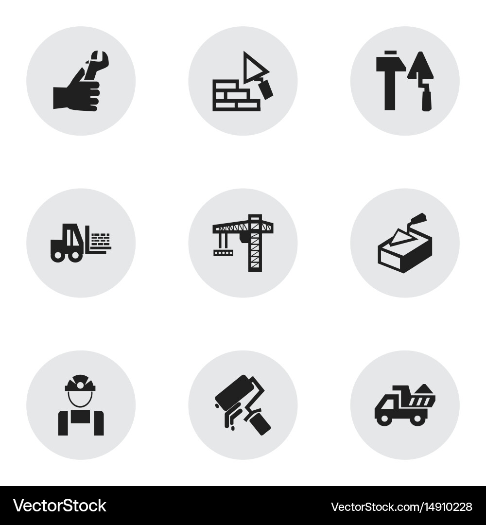 Set of 9 editable building icons includes symbols vector image