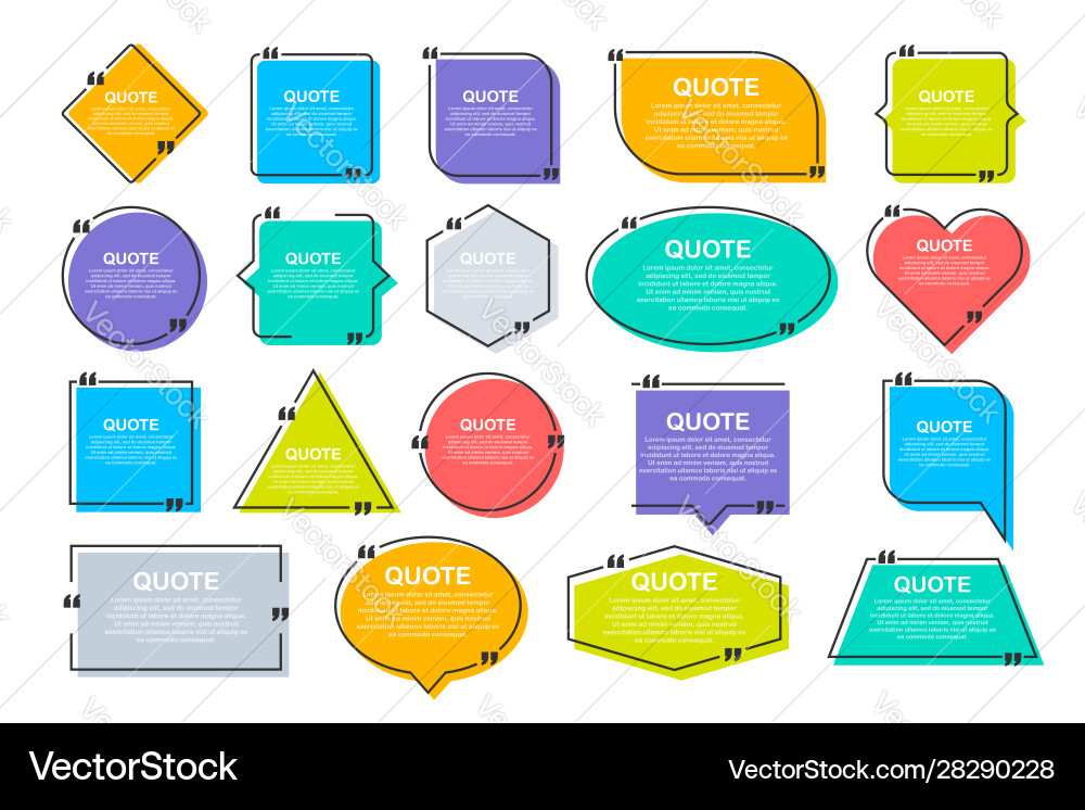 Set quote frames blank template with print Set quote frames blank template with print vector image