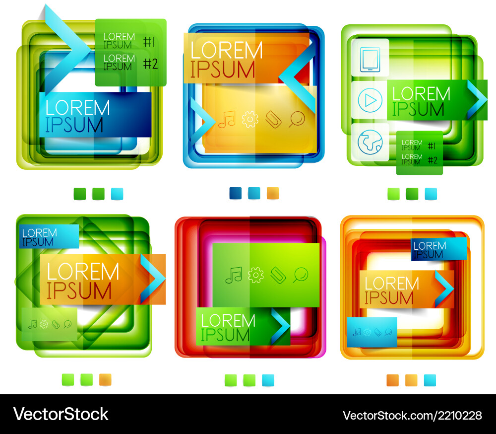 Square web design boxes set vector image