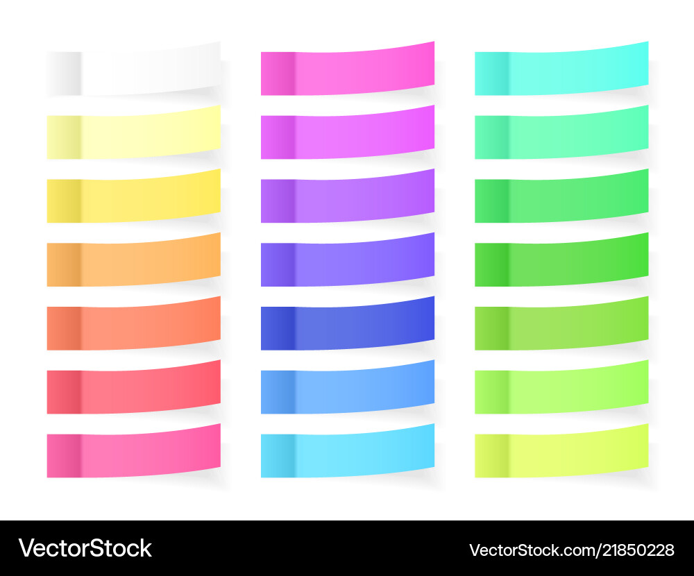 Sticky paper notes with shadow effect blank color Sticky paper notes with shadow effect blank color vector image