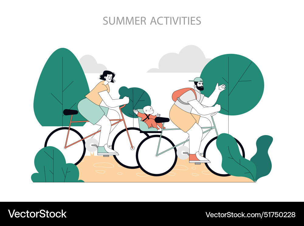 Summer activities flat Royalty Free Vector Image
