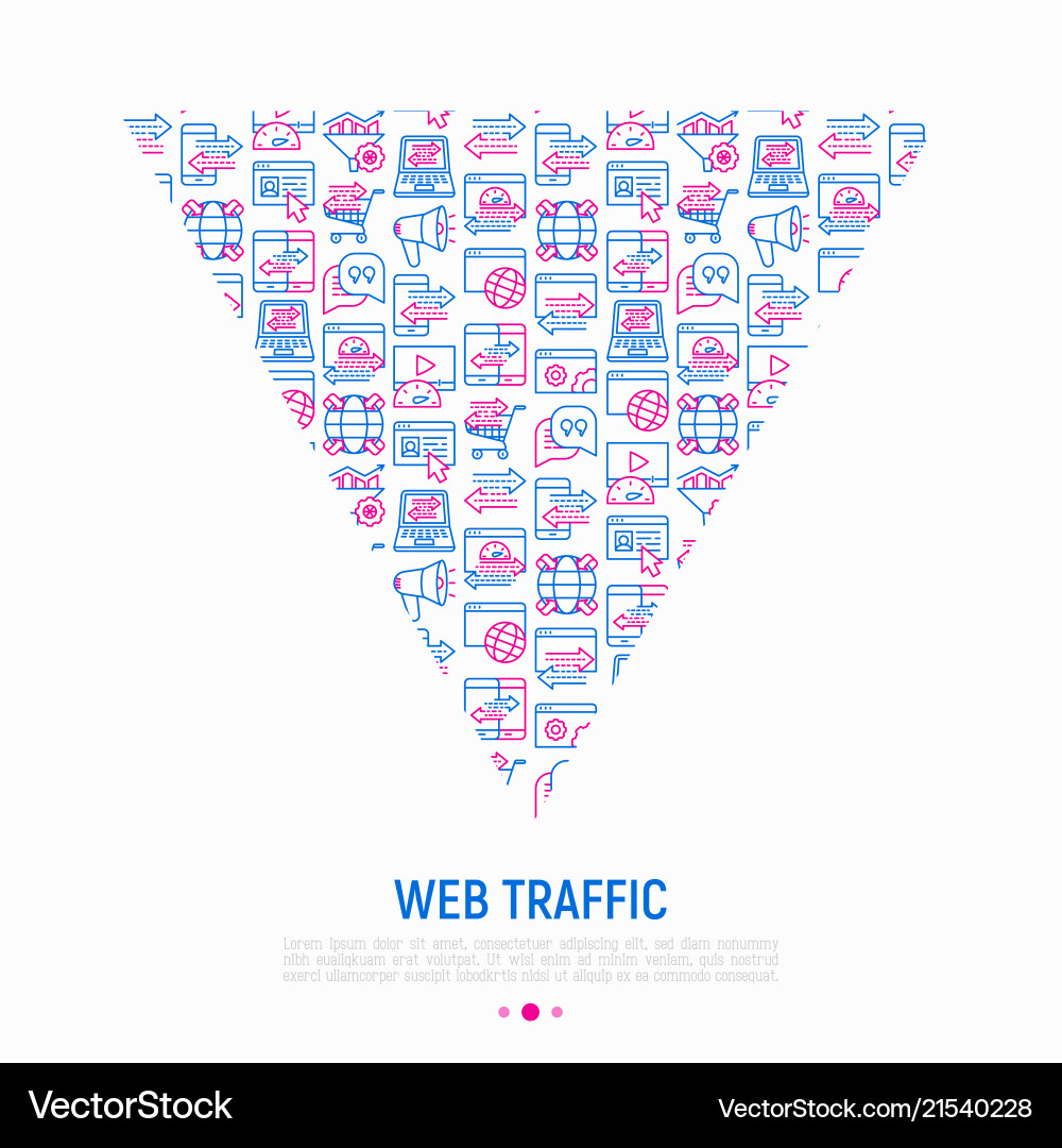Web traffic concept in triangle Web traffic concept in triangle vector image