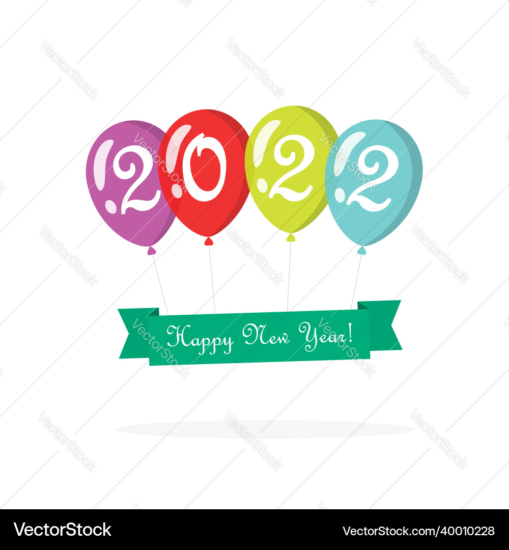 Year text with 2022 number on green vector image