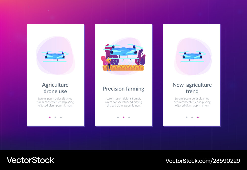 Agriculture drone use app interface template Agriculture drone use app interface template vector image