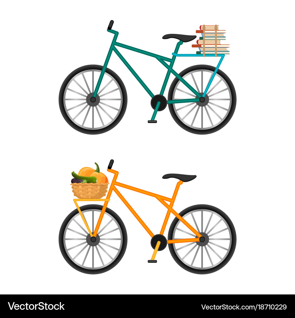 Bicycles with baskets full of male envelopes Vector Image