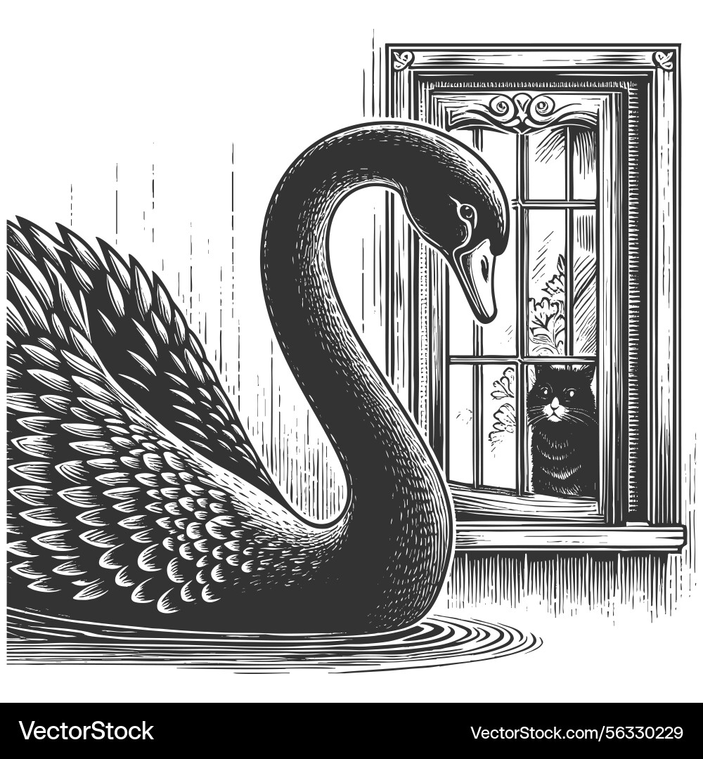 Black swan entering window metaphor for unexpected Black swan entering window metaphor for unexpected vector image