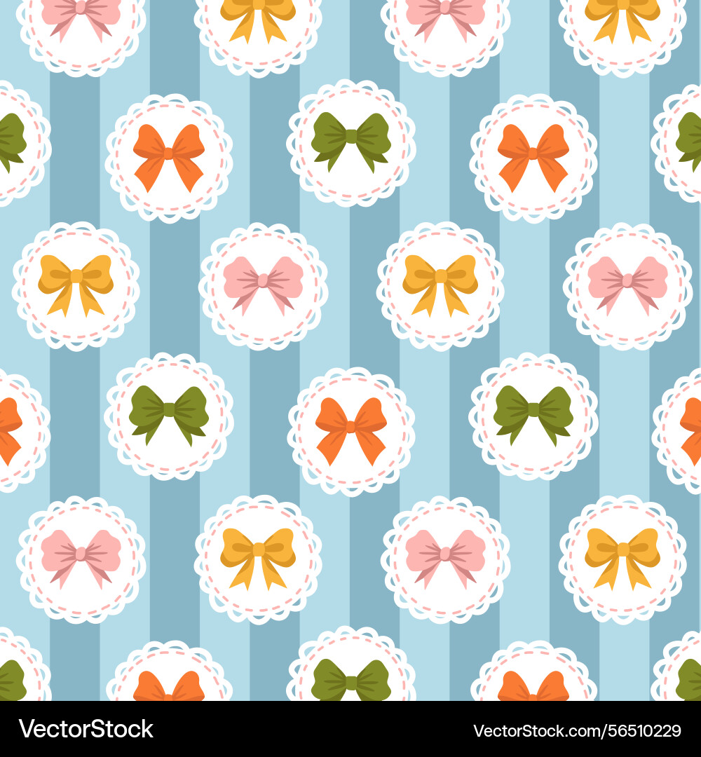 Cute seamless pattern with bows in a frame Cute seamless pattern with bows in a frame Vector Image