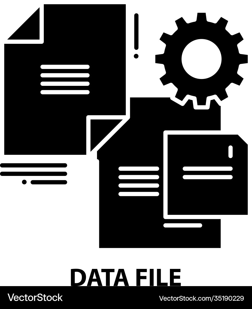 Data file icon black sign with editable Data file icon black sign with editable vector image