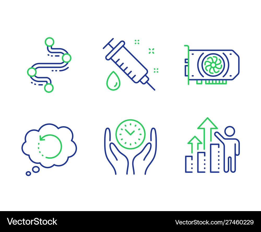Gpu recovery data and safe time icons set Gpu recovery data and safe time icons set vector image