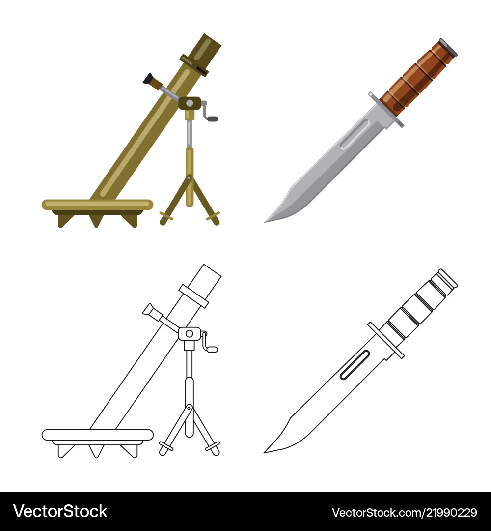 Isolated object of weapon and gun sign set Vector Image