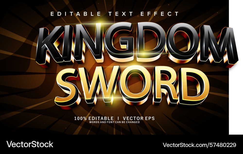 Kingdom sword text effect with modern style Vector Image