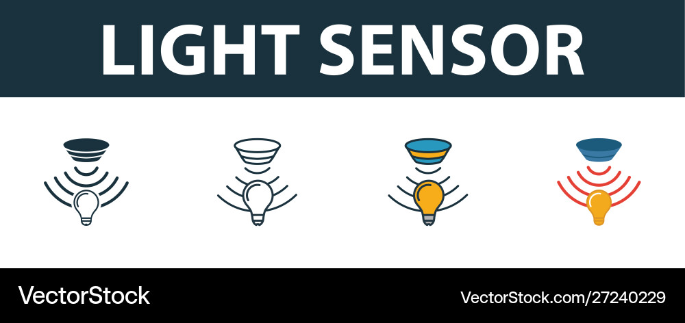 Light sensor icon set premium symbol in different vector image