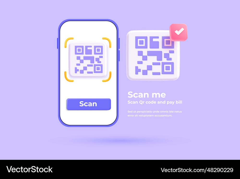 Modern 3d of scan qr concept vector image