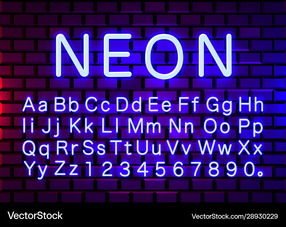 Neon blaues Licht Zeichen Vektorbild