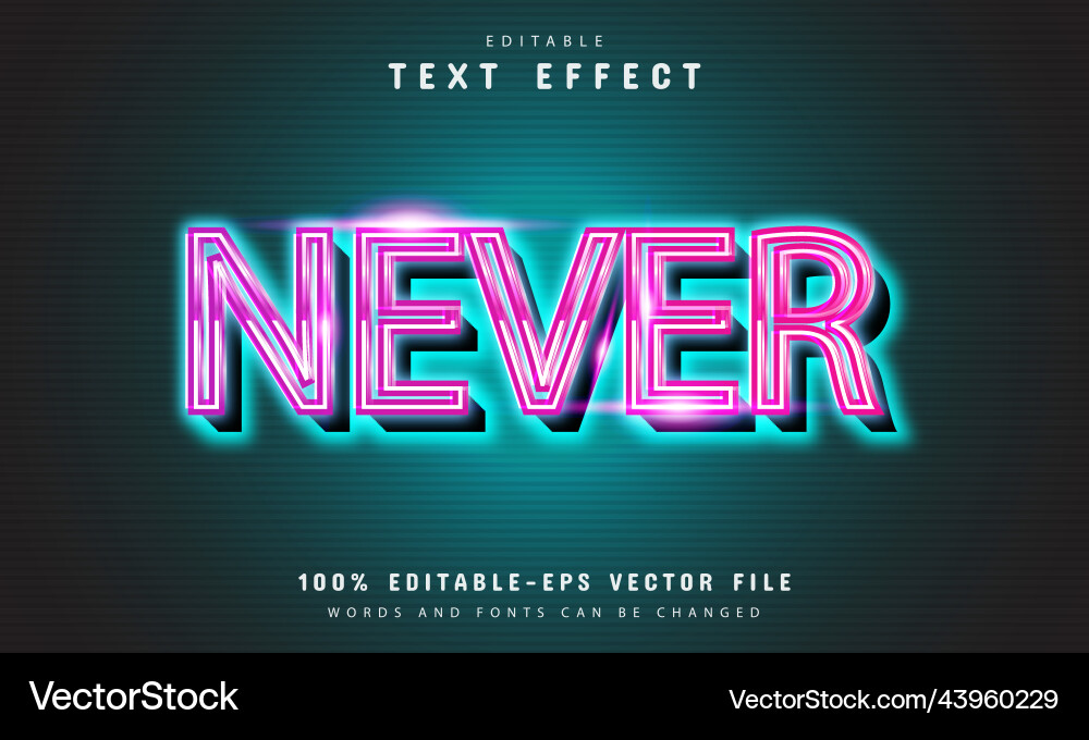 Neon Text Effect - Glowing Script vector image