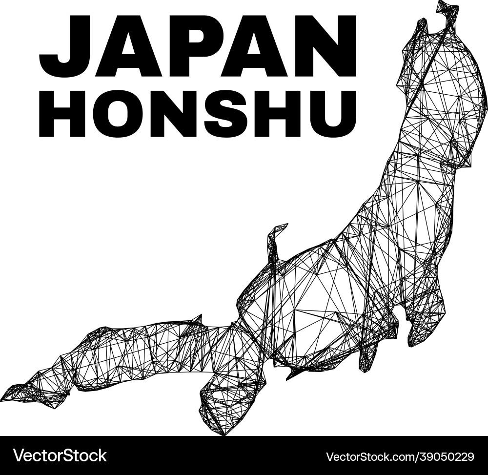 Net irregular mesh honshu island map Vector Image