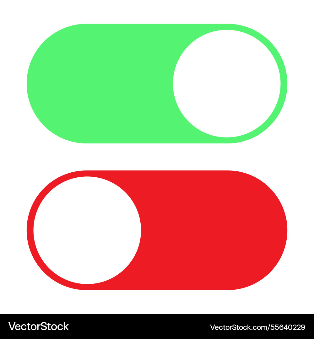 On and off slider button toggle web On and off slider button toggle web vector image
