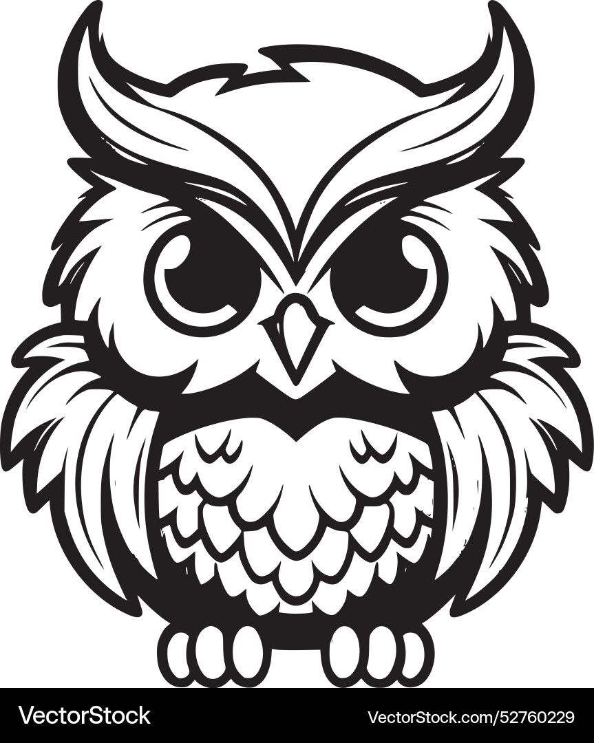 Owl Baby - schwarz und weiß Owl Baby - schwarz und weiß vektorbild