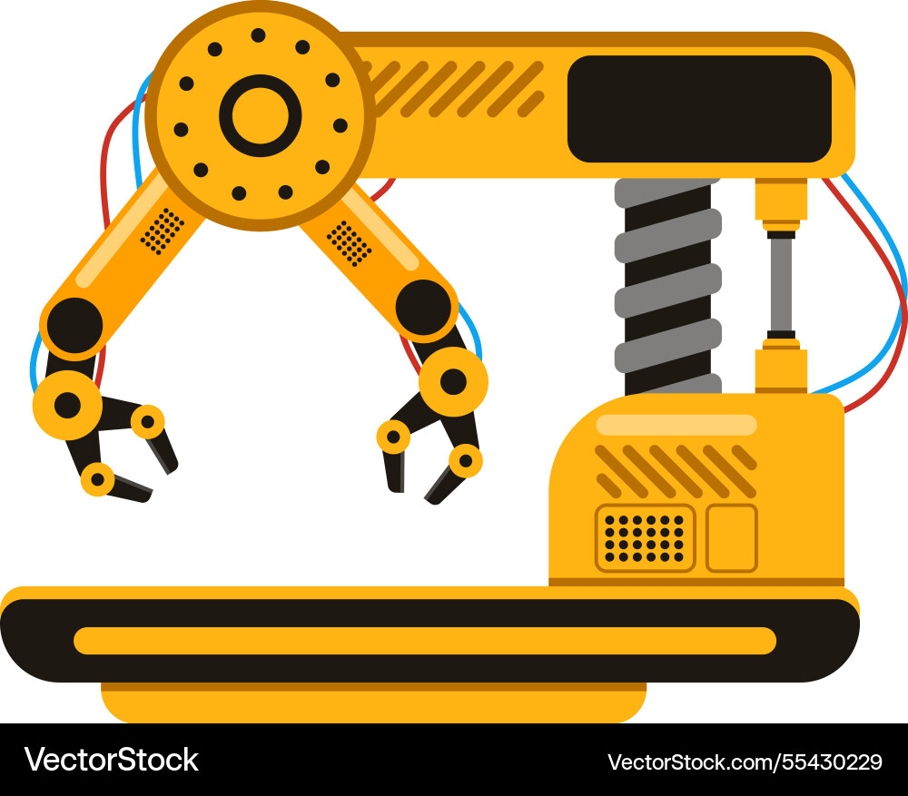 Robotic arm handling machine operating Robotic arm handling machine operating vector image