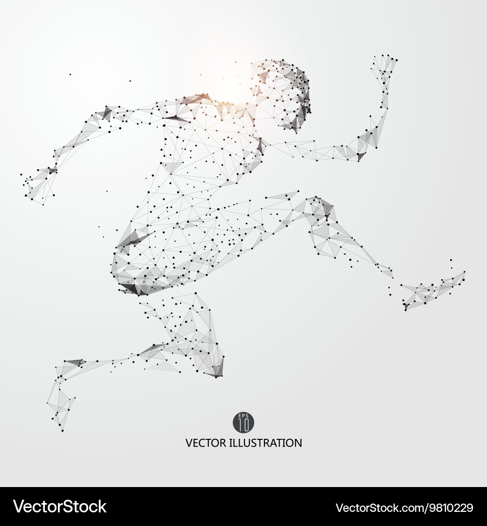 Running man points lines and connected to form vector image