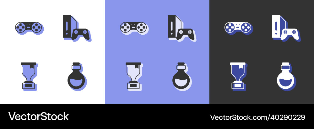 Set bottle with magic elixir game controller Set bottle with magic elixir game controller vector image