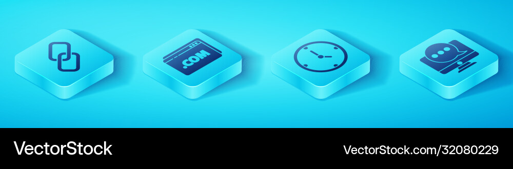 Set isometric chain link website template chat Vector Image