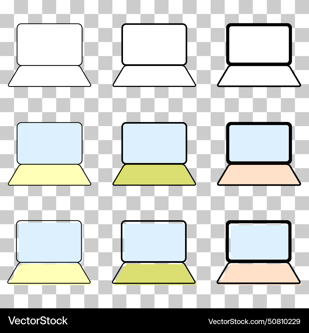 Set of laptop flat web icon notebook computer Set of laptop flat web icon notebook computer vector image