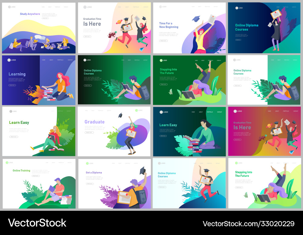Set web page design templates with relaxed Set web page design templates with relaxed Vector Image