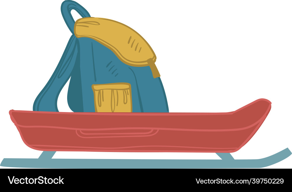 Sledges with rucksack sled school backpack Sledges with rucksack sled school backpack vector image