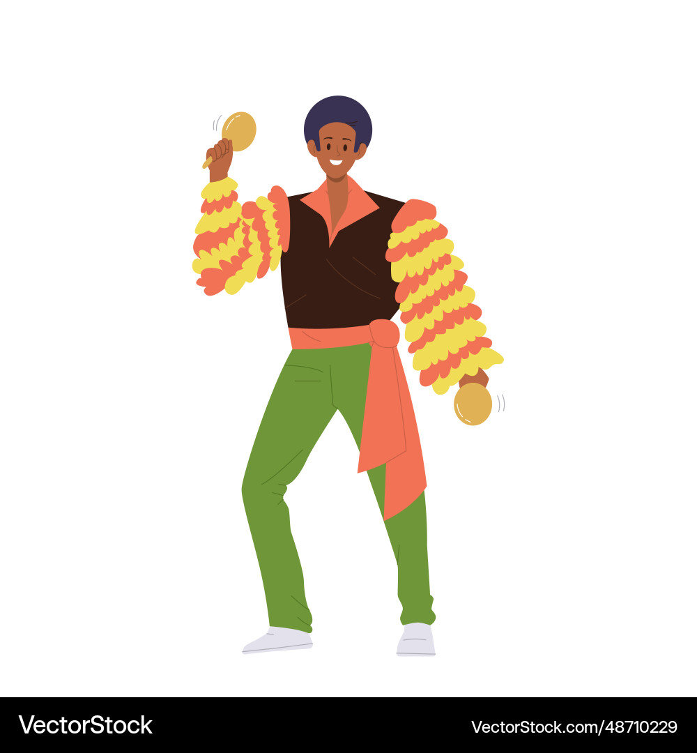 Young man cartoon character samba dancer wearing Young man cartoon character samba dancer wearing vector image