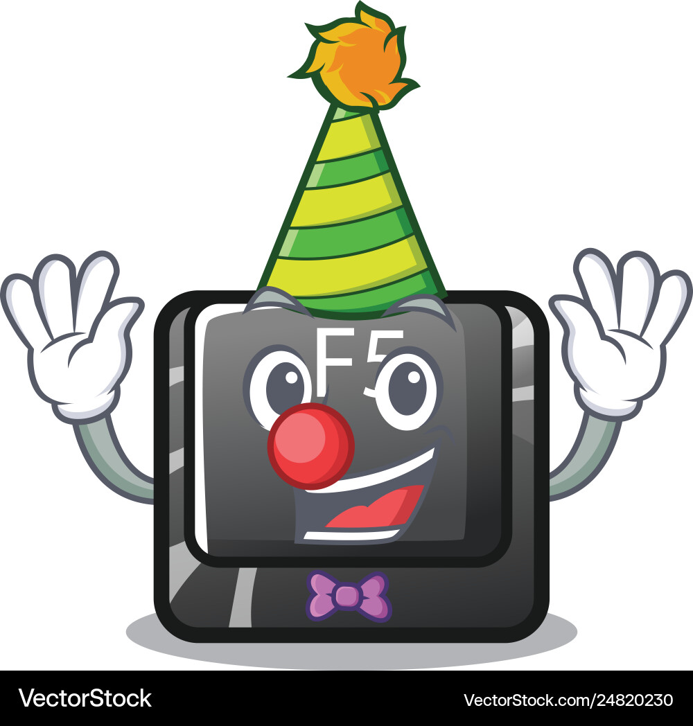 Clown longest f5 button on cartoon keyboard Clown longest f5 button on cartoon keyboard vector image