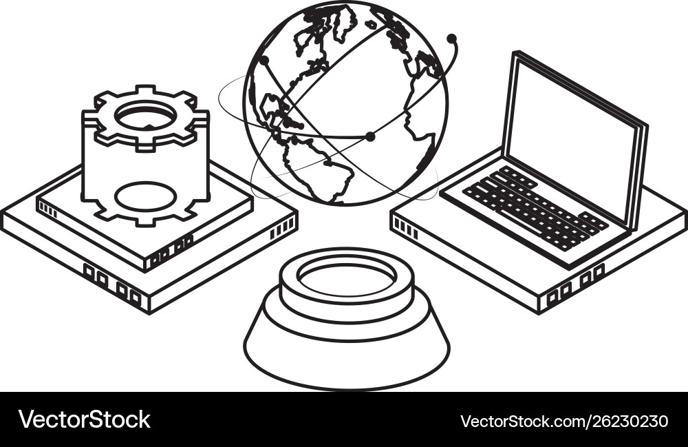Computing global technology and networking Computing global technology and networking vector image