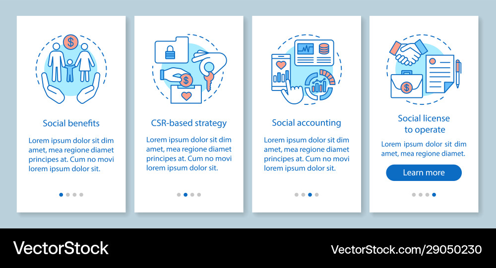 Csr onboarding mobile app page screen template Csr onboarding mobile app page screen template vector image