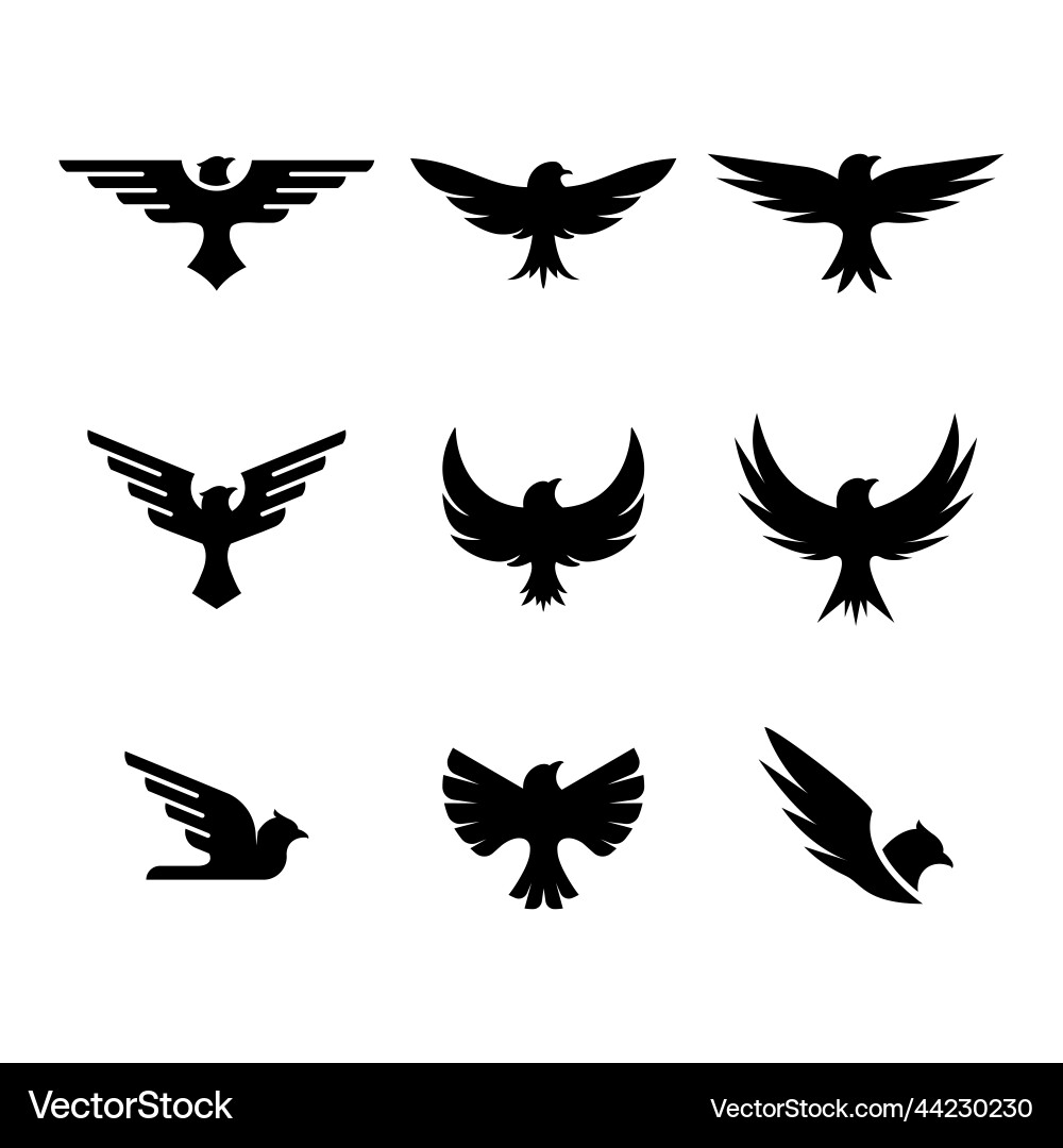 Eagle silhouette logo set Vector Image