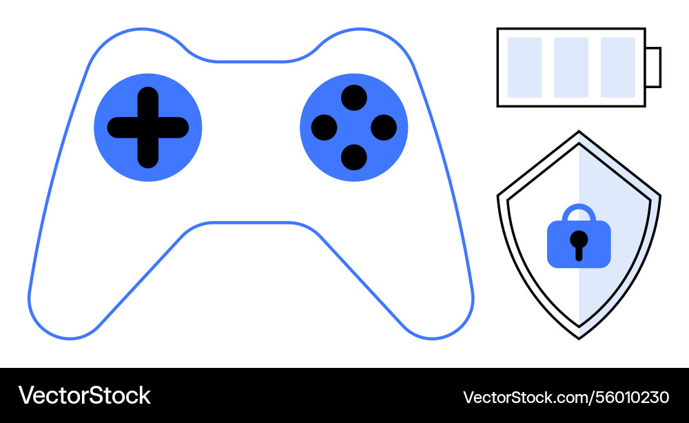Game controller with battery indicator Game controller with battery indicator vector image