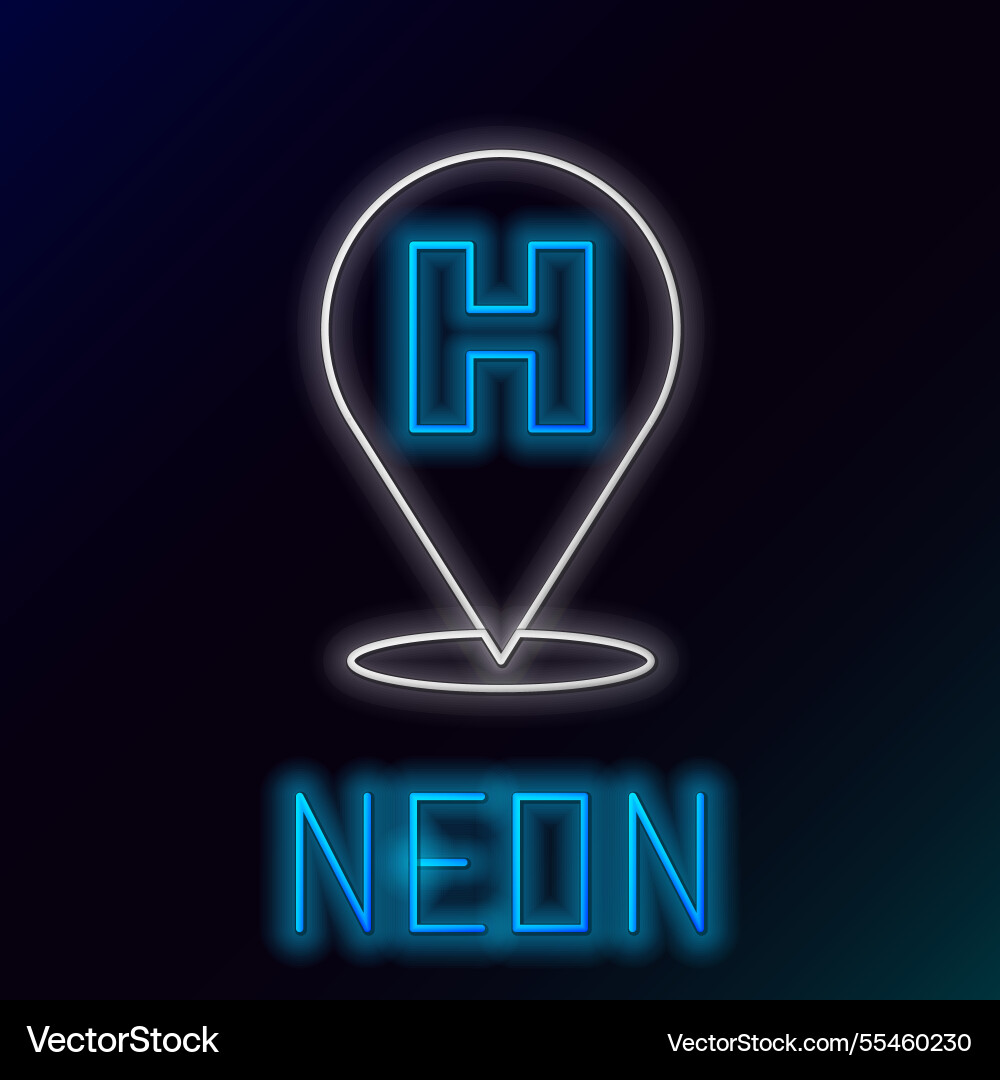 Glowing neon line medical map pointer with cross vector image