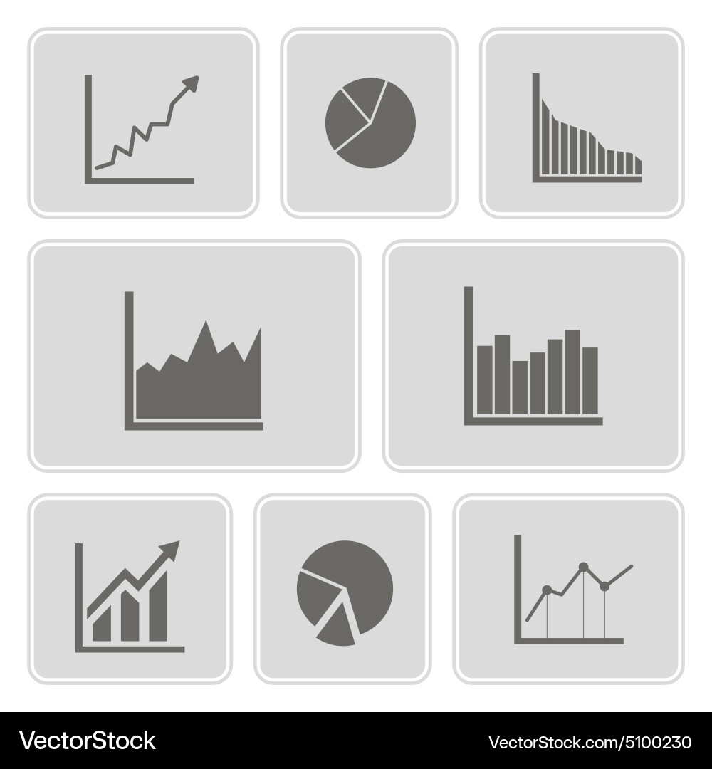 Icons with symbols of charts and graphs Royalty Free Vector