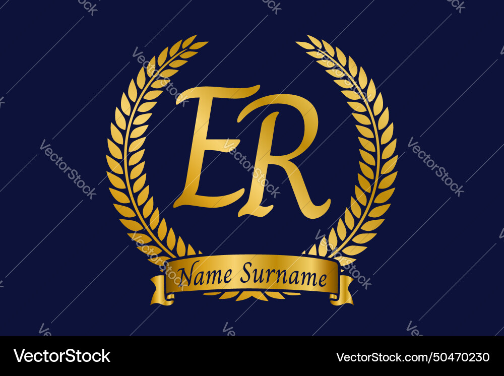 Initial letter e and r er monogram logo design Vector Image