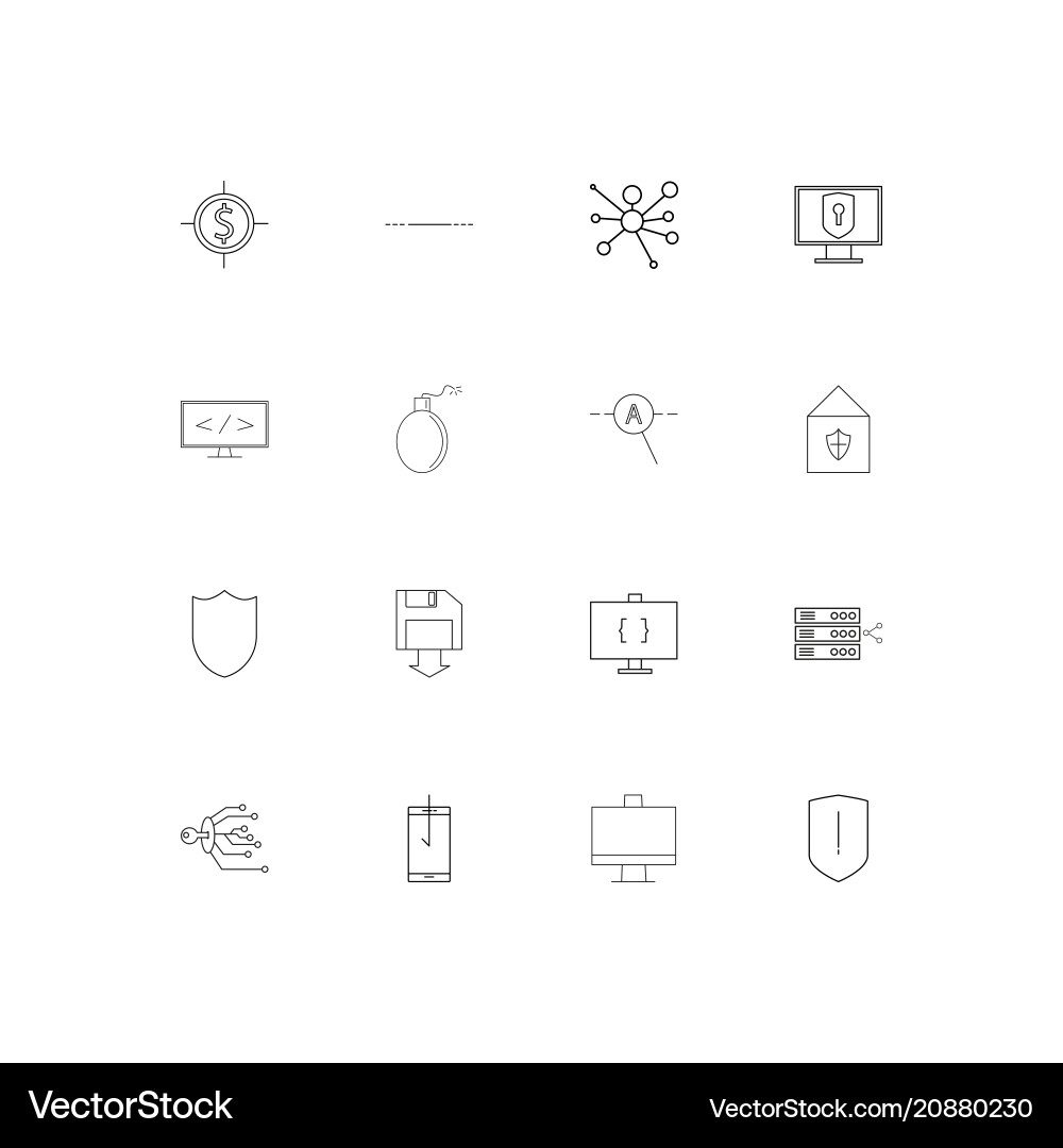 Internet security linear thin icons set outlined Vector Image