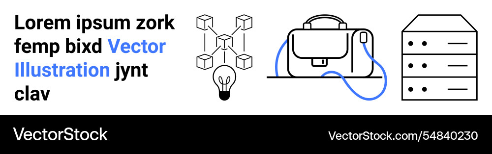 Light bulb network nodes briefcase and server Light bulb network nodes briefcase and server Vector Image