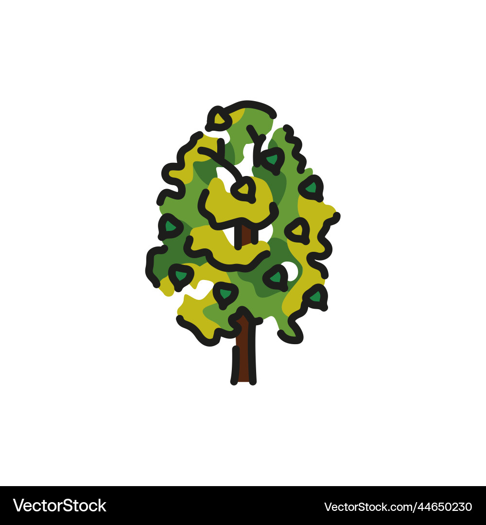 Linden tree color line icon pictogram for web Vector Image